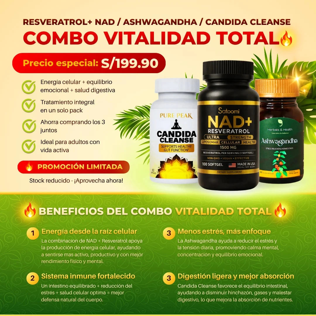 RESVERATROL + NAD+ | ASHWAGANDHA | CANDIDA CLEANSE